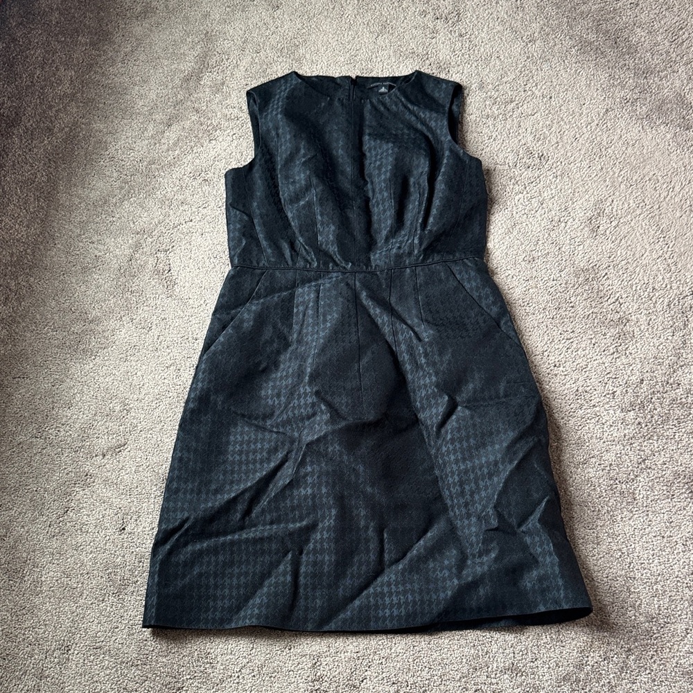 Banana Republic Black Green Houndstooth Sleeveless Dress Office Classic SIZE 8